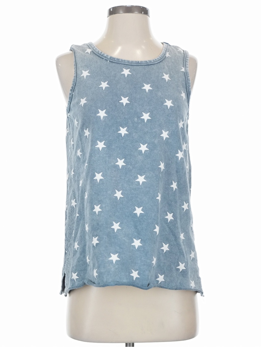 New: Easel Boho Blue White Star Print Tank Top• Small